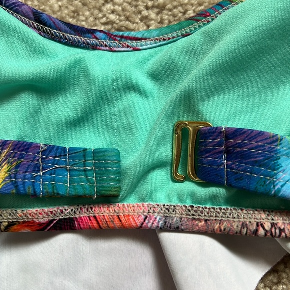 OP Multicolored Draped Bandeau Tribal Bikini Top. Size Medium (7-9) - Picture 3 of 9